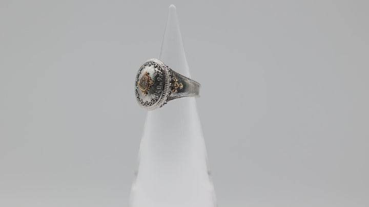 Gabriel And Co Diamond Accented Oval Ring Sterling Silver 18K Gold Size 5.75