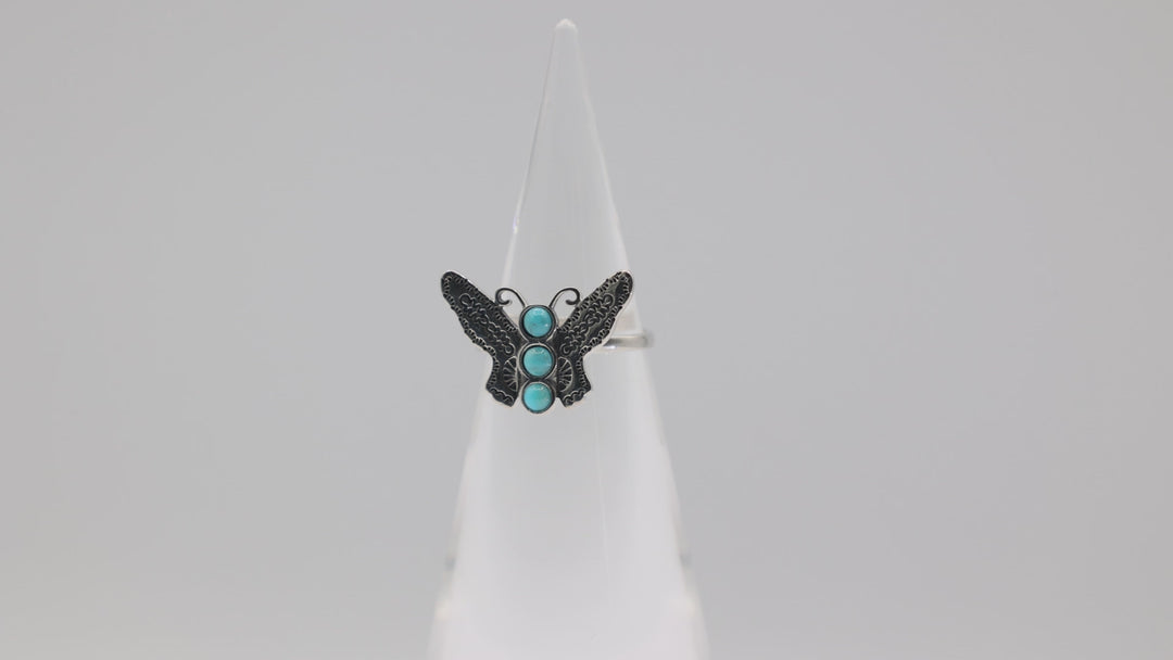 Sterling Silver Butterfly Ring Kingman Turquoise Size 8