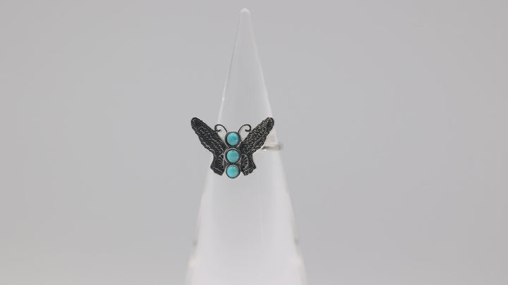Sterling Silver Butterfly Ring Kingman Turquoise Size 8