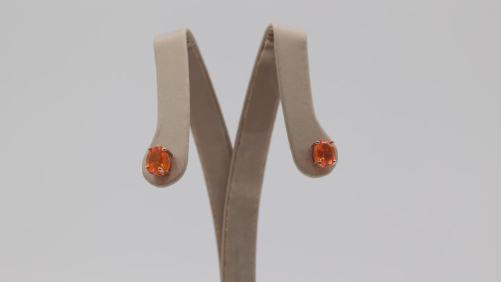14k Yellow Gold Orange Fire Opal Oval 8mm x 6mm Stud Earrings