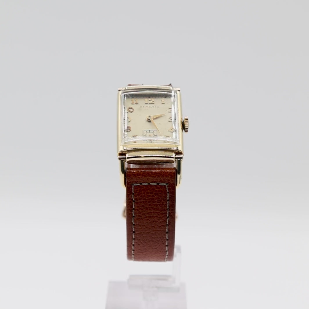 Mens Hamilton Vintage 1940s 14k Gold Watch