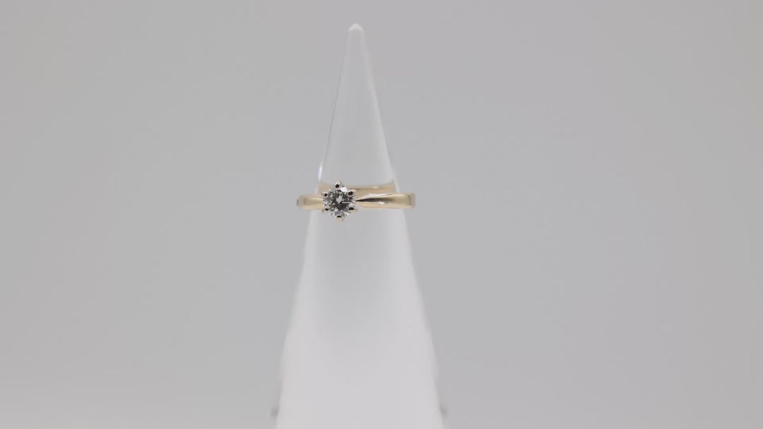 14k Yellow Gold Open Shank Diamond Ring 5mm Round Brilliant Cut Size 3.75