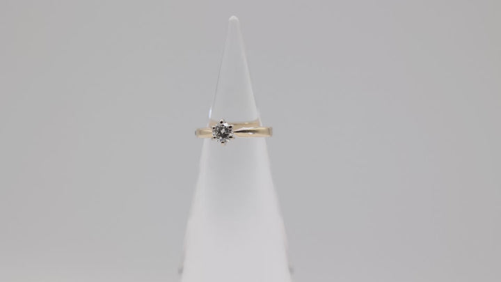 14k Yellow Gold Open Shank Diamond Ring 5mm Round Brilliant Cut Size 3.75