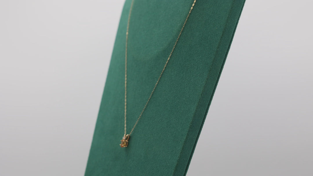 14k Yellow Gold Oval Citrine 7mm x 4mm with 3 White 1mm Diamonds  Necklace - 20 In.