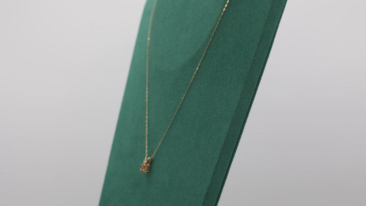 14k Yellow Gold Oval Citrine 7mm x 4mm with 3 White 1mm Diamonds  Necklace - 20 In.