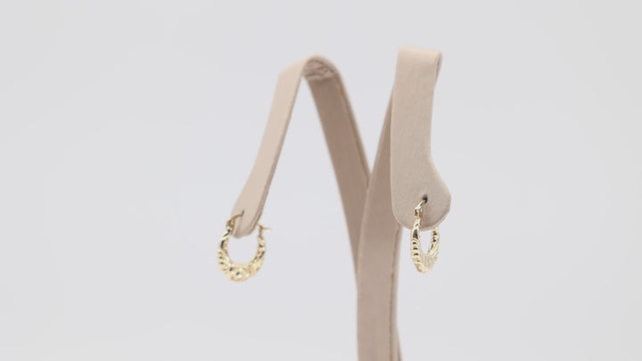 14k Yellow Gold Small Filigree Hoop Earrings for Women