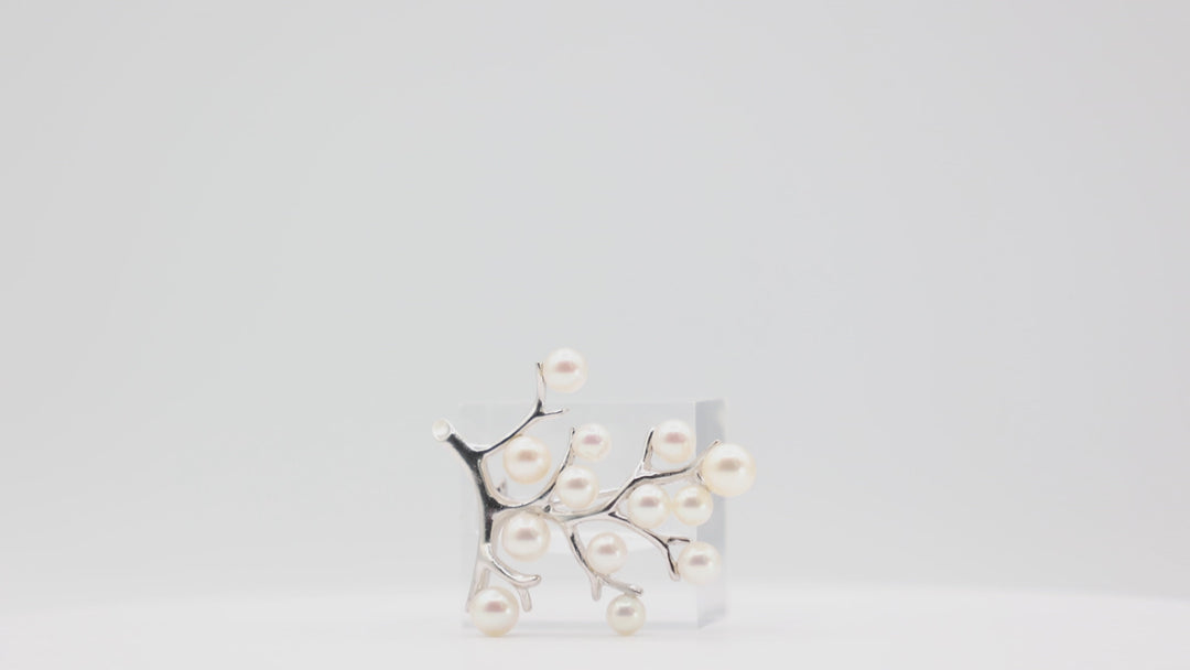 Mikimoto Silver & Akoya Pearl Kofuku No Ki Pin Brooch