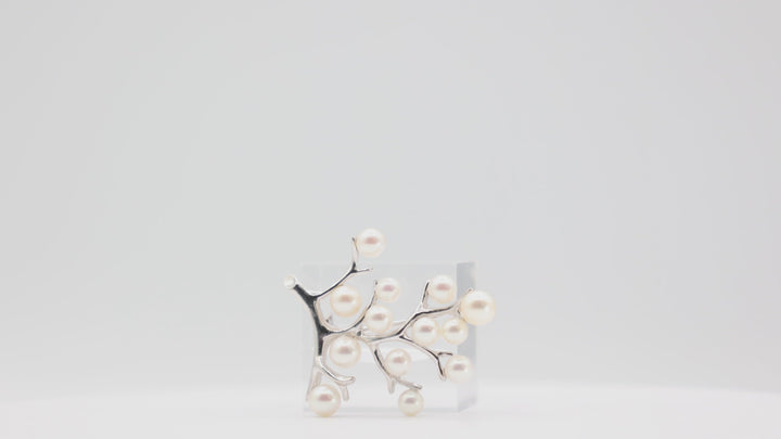 Mikimoto Silver & Akoya Pearl Kofuku No Ki Pin Brooch