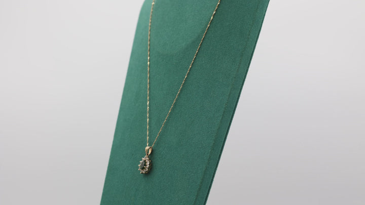 10k Yellow Gold Emerald Spinel Pendant with White Spinel Accents Necklace 18 Inch