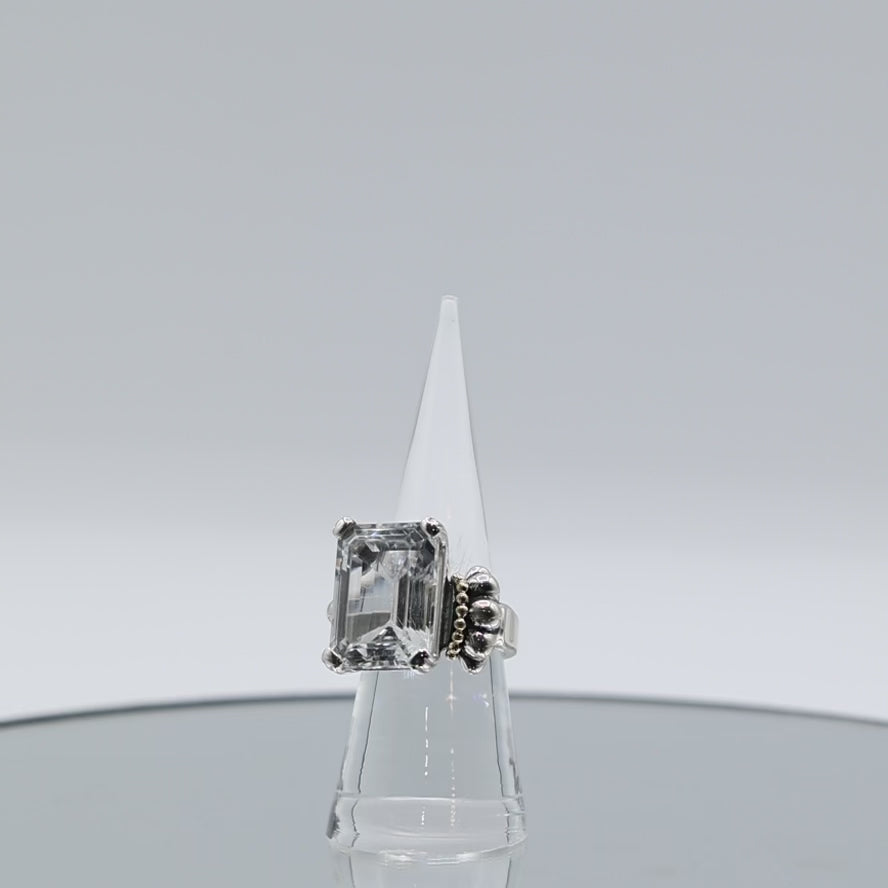 925 Sterling Silver and 18k Yellow Gold LAGOS Caviar Sapphire Ring - Size 6.75