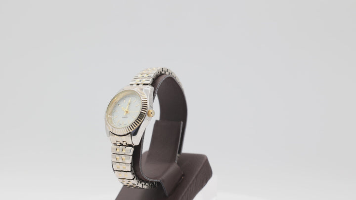 Vintage "P" Women's Gold and Silver Tone Quartz Watch Bracelet PL252571S