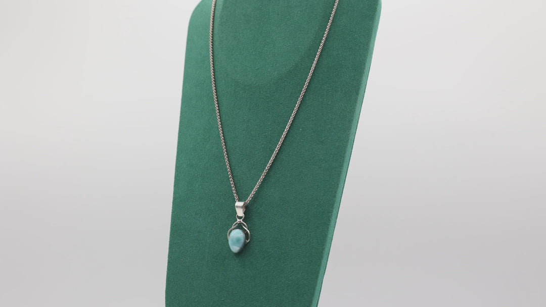925 Sterling Silver Larimar Pendant Necklace Jewelry