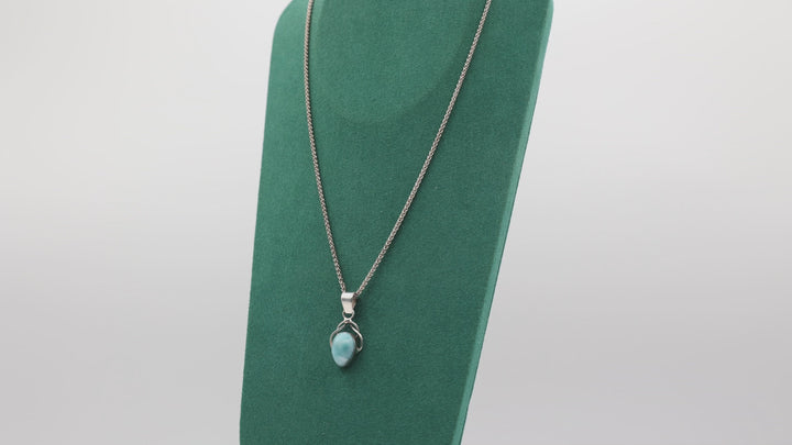 925 Sterling Silver Larimar Pendant Necklace Jewelry
