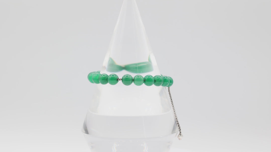 David Yurman Sterling Silver Green Onyx Bead Bolo Bracelet