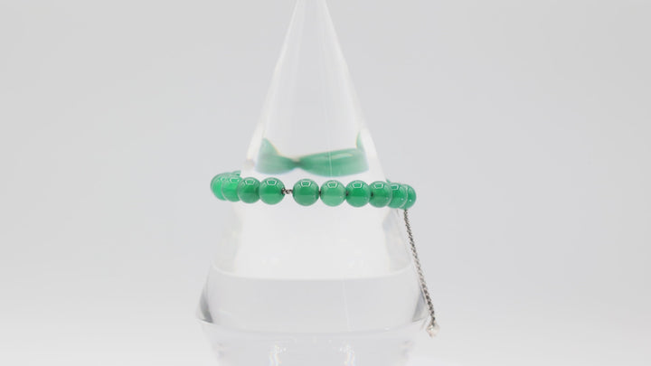 David Yurman Sterling Silver Green Onyx Bead Bolo Bracelet