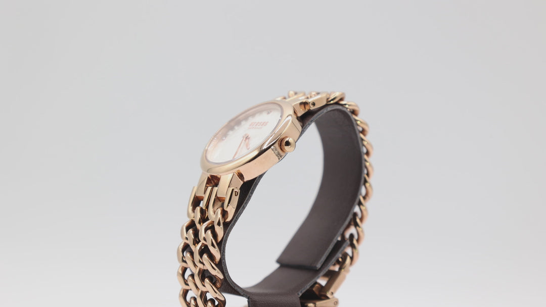 Versus Versace Berlin Rose Gold Tone Stainless Steel Chain Link Bracelet Watch