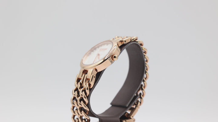 Versus Versace Berlin Rose Gold Tone Stainless Steel Chain Link Bracelet Watch