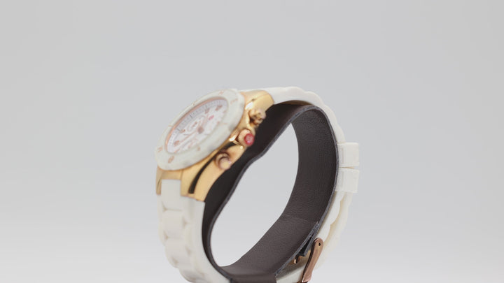 Michele Jelly Bean White Silicone Band With Gold Watch