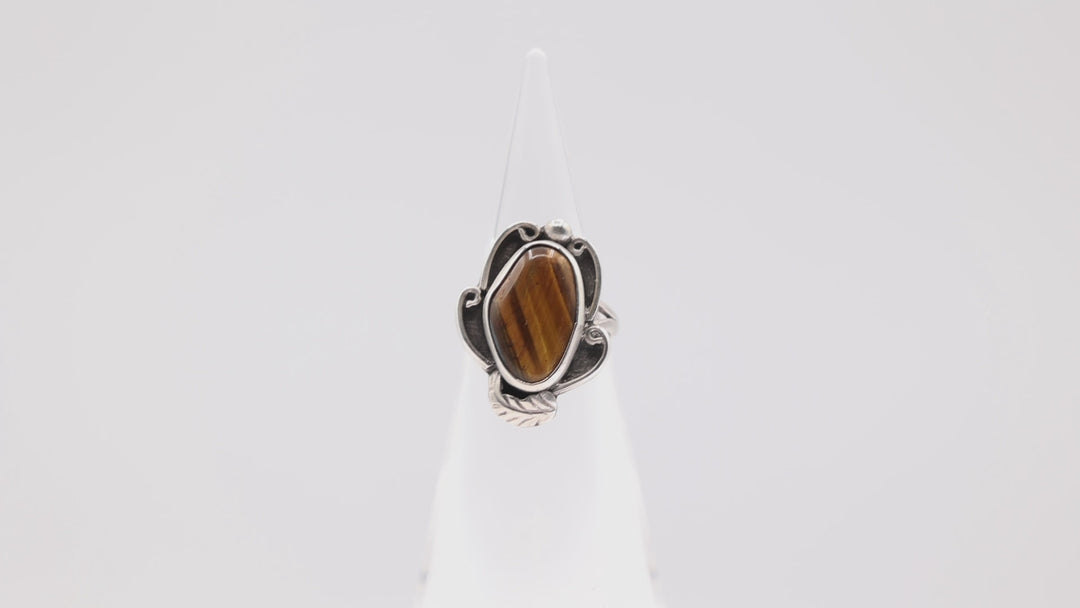 925 Sterling Silver Tiger Eye Ring - Size 7