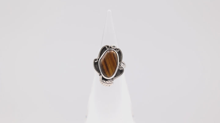 925 Sterling Silver Tiger Eye Ring - Size 7
