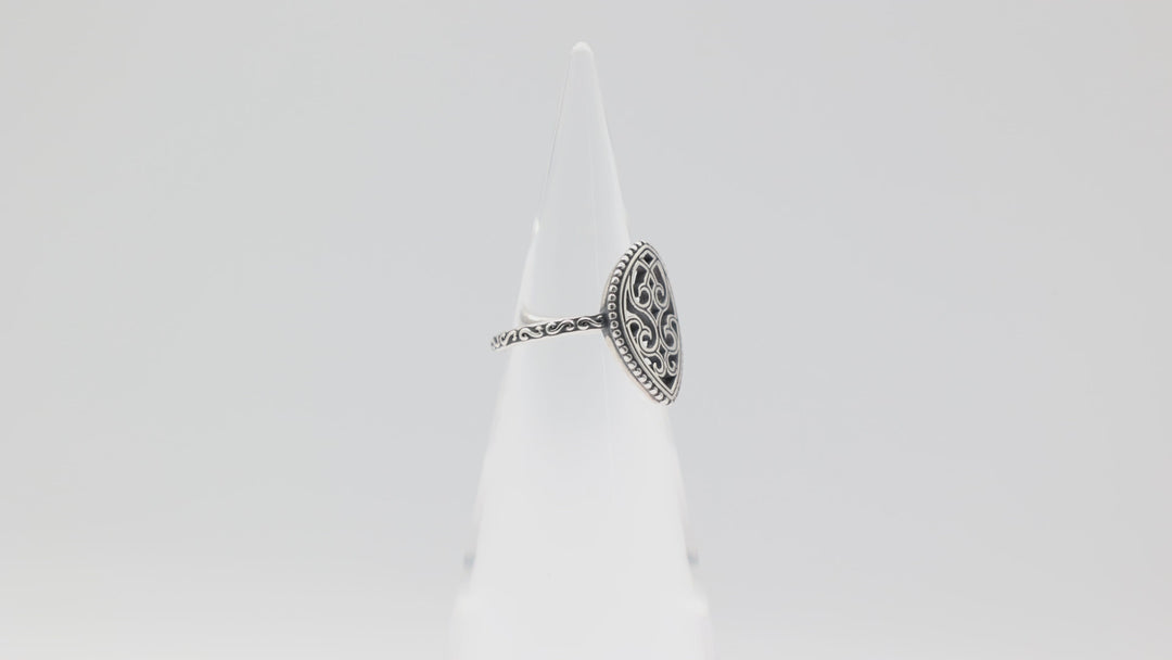 James Avery 925 Sterling Silver Beaded Marquise Ring Size 7