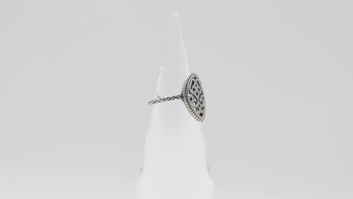 James Avery 925 Sterling Silver Beaded Marquise Ring Size 7
