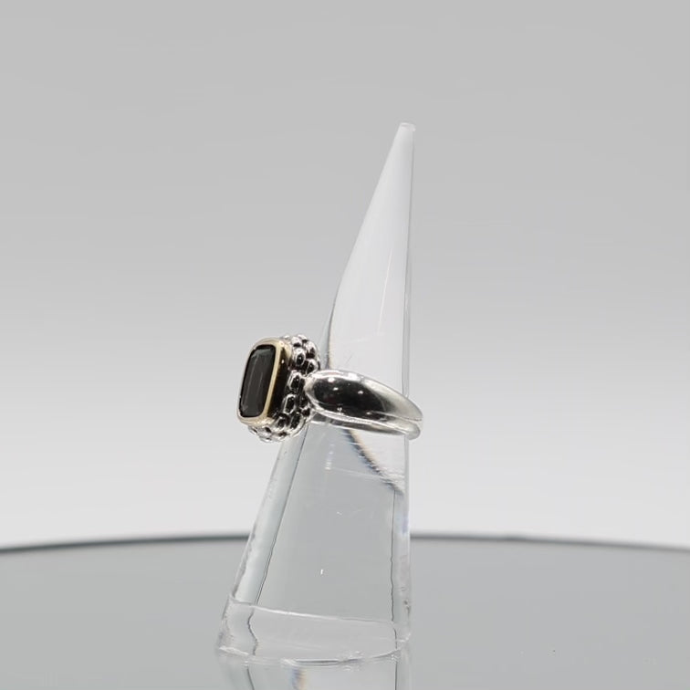 925 Sterling Silver and 18k Yellow Gold Lorenzo Brown Garnet Ring - Size 5.50
