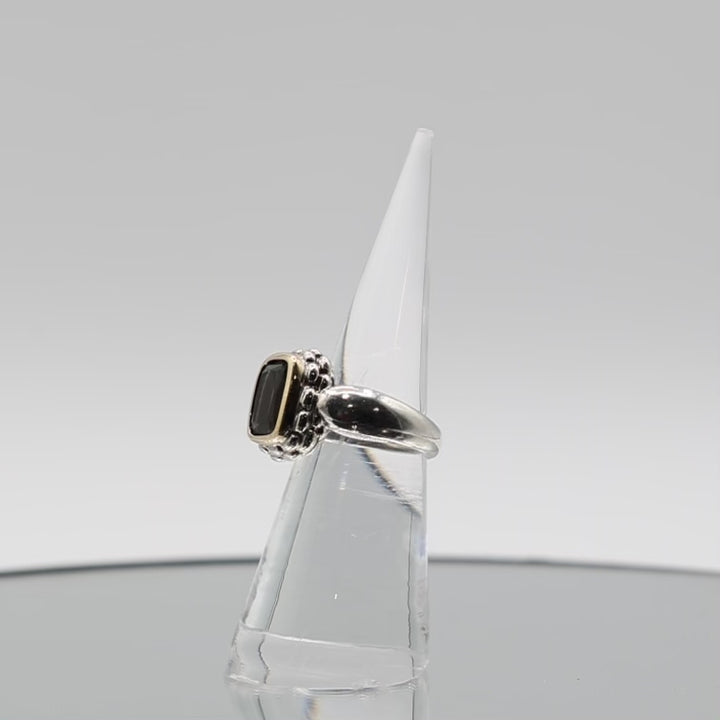 925 Sterling Silver and 18k Yellow Gold Lorenzo Brown Garnet Ring - Size 5.50