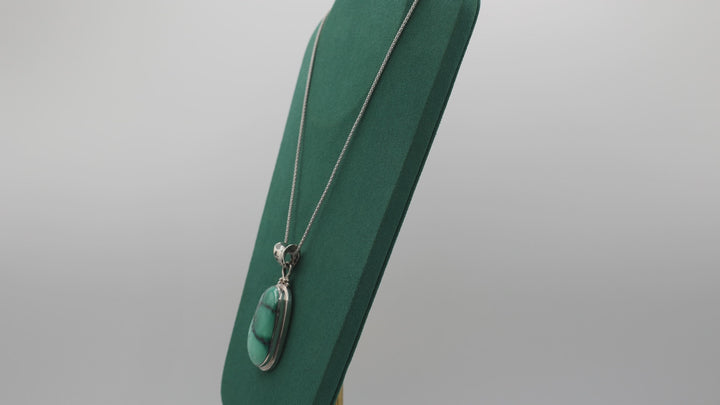 Sterling Silver 20 Inch Chain Turquoise Filigree Pendant