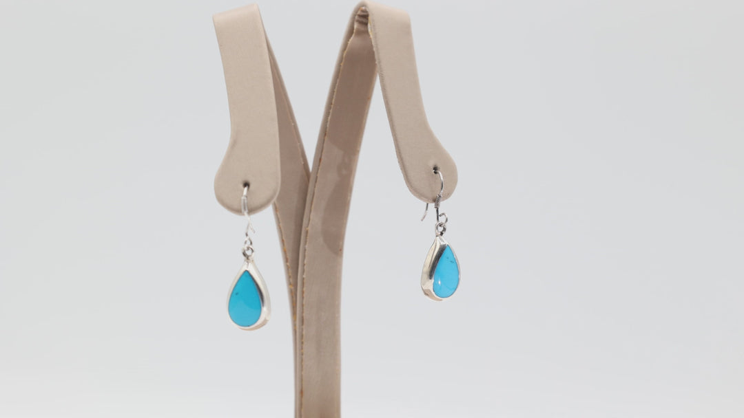 925 Silver Teardrop Turquoise Earrings 1.5cm