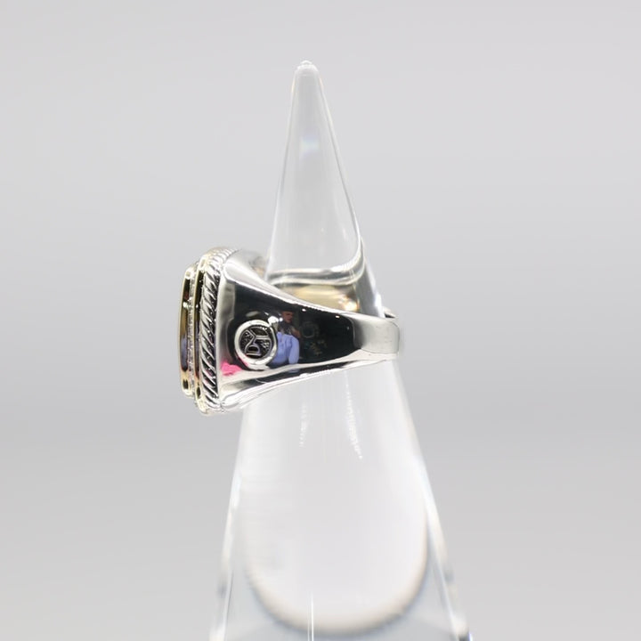 David Yurman Two Toned Albion Garnet and Diamond Ring- Size 7