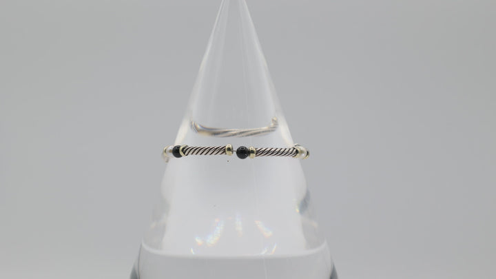 David Yurman Cable Bracelet With Onyx And Pearl In Sterling Silver And 14K Gold