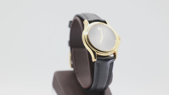 Movado Museum Classic Black Dial Gold Slim Leather Watch
