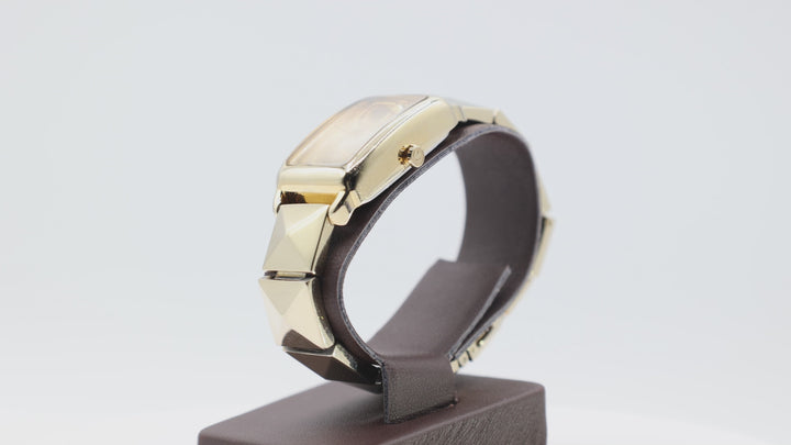 Karl Lagerfeld Gold Tone Stud Stainless Steel Watch