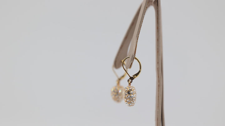 Joan Rivers yellow gold plated hearts covered in white Crystals dangle earrings - .5 in
