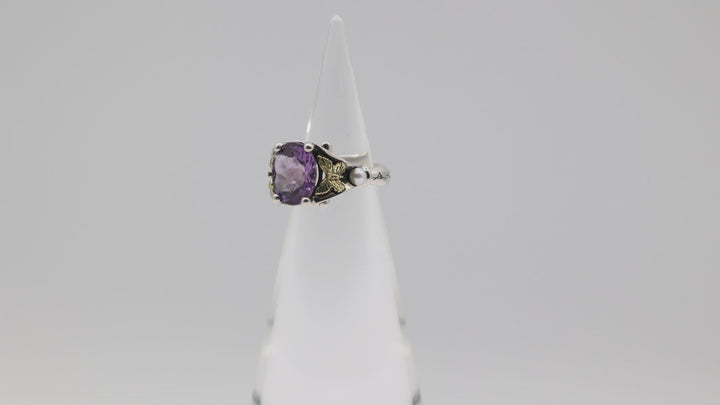 Amethyst Sterling Silver Ring With 18K Gold Butterfly