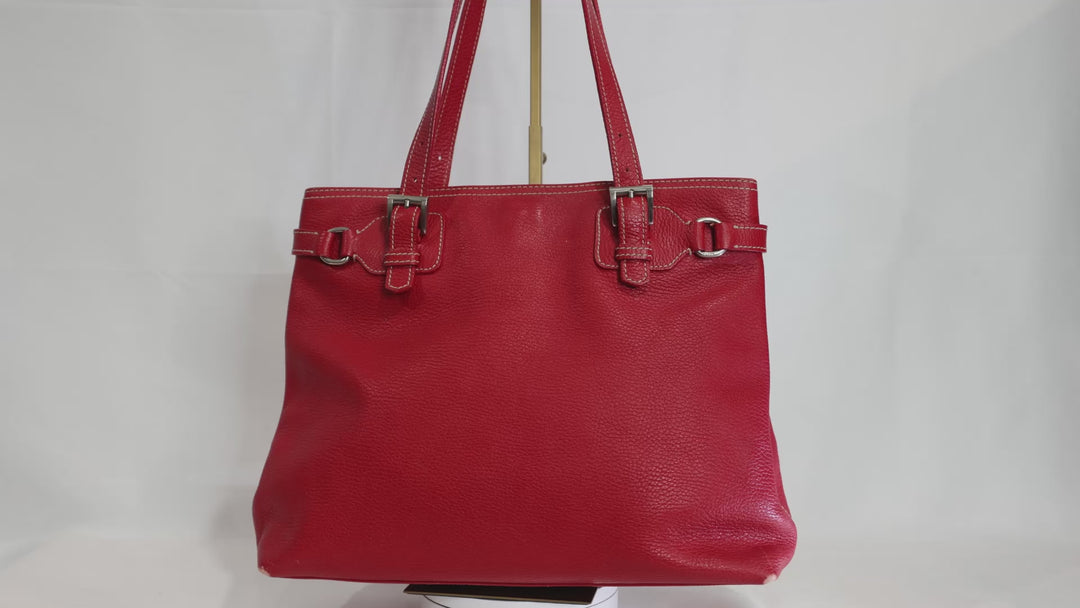 Prada Vitello Daino Pebbled Leather Red Satchel