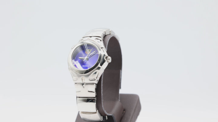 Tag Heuer Sterling Silver Watch with deep blue dial