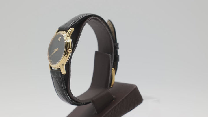 Movado Swiss Quartz Watch 9467869 Gold Tone And Black Dial