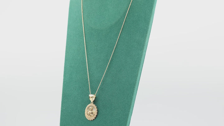 10K Yellow Gold 22 Inch Chain with Christ Oval Pendant