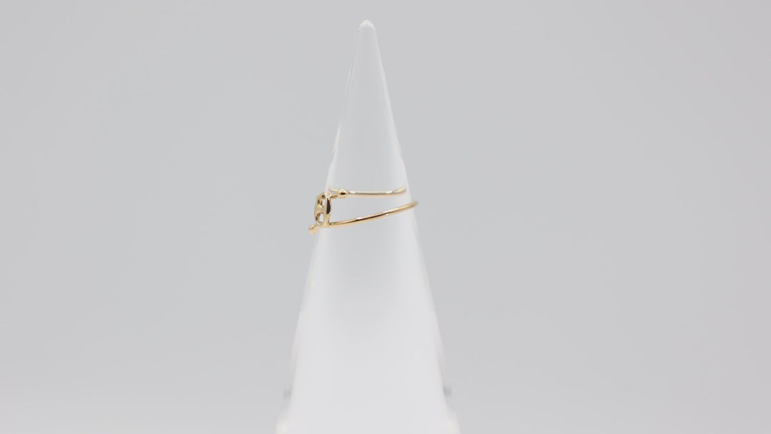18K Yellow Gold Bypass Anchor Marine Link Ring Size 4