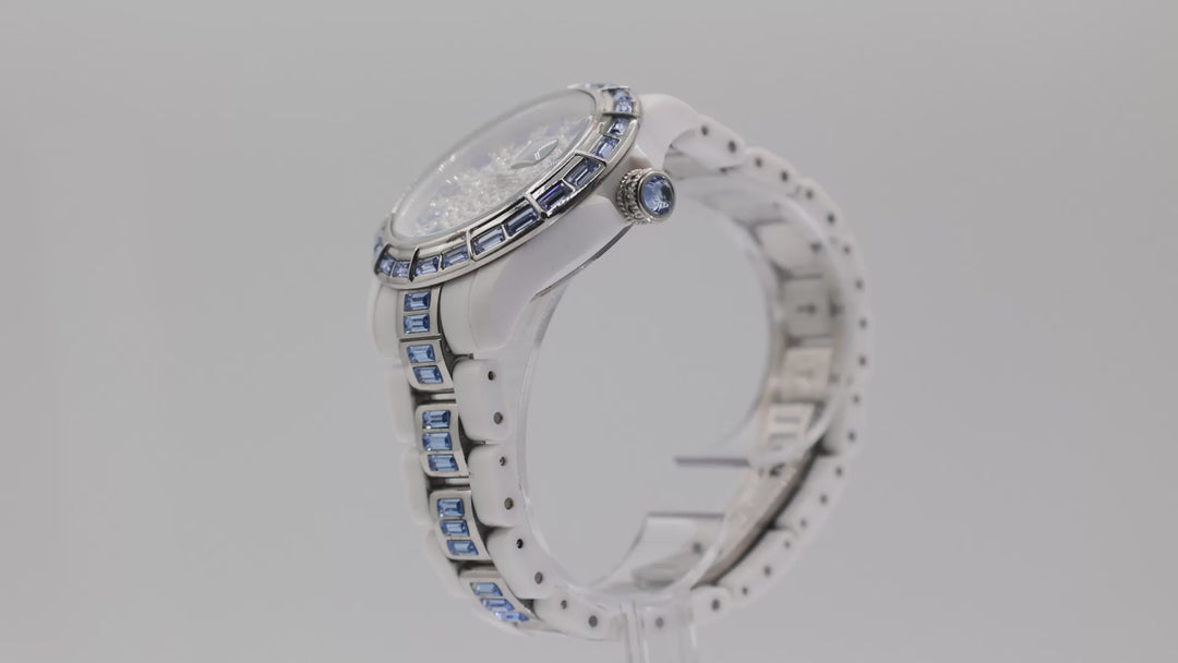 ToyWatch Gems Plasteramic Pave Crystal Dial & Blue Crystal Bezel Watch