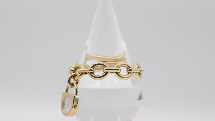 Anne Klein Gold Tone Link Chain Mother of Pearl Dial Watch Bracelet