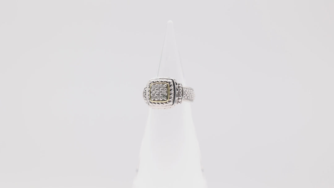 925 Sterling Silver and 18k Yellow Gold Judith Ripka White Sapphire Ring - Size 6.5