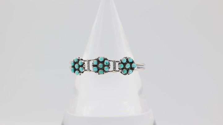 925 Sterling Silver Flower Turquoise Cuff Bracelet