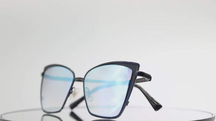 Diff BK-GG27 Becky Black Cat Eye w/ Blue Mirrored Sunglasses