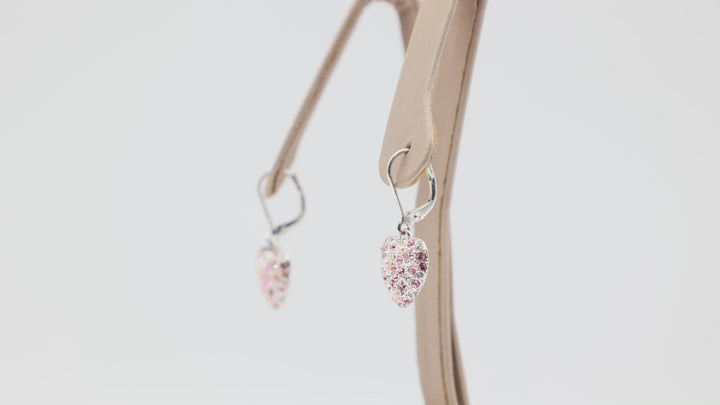 Givenchy Silver Toned Heart Pink Crystal Earrings Set