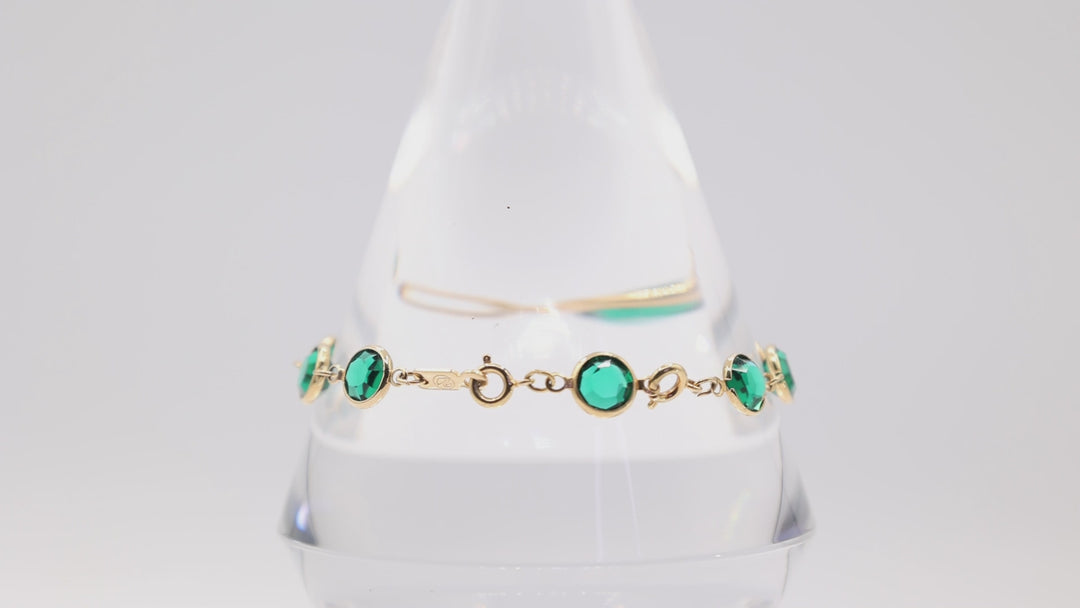 Swarovski Signed Green Gold Plated Bracelet