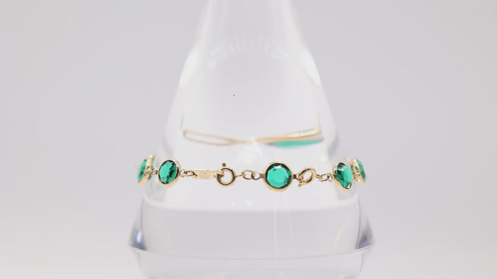 Swarovski Signed Green Gold Plated Bracelet