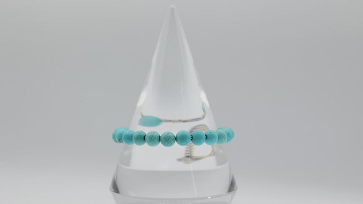 David Yurman 925 Spiritual Turquoise Beads Adjustable Bracelet 8mm